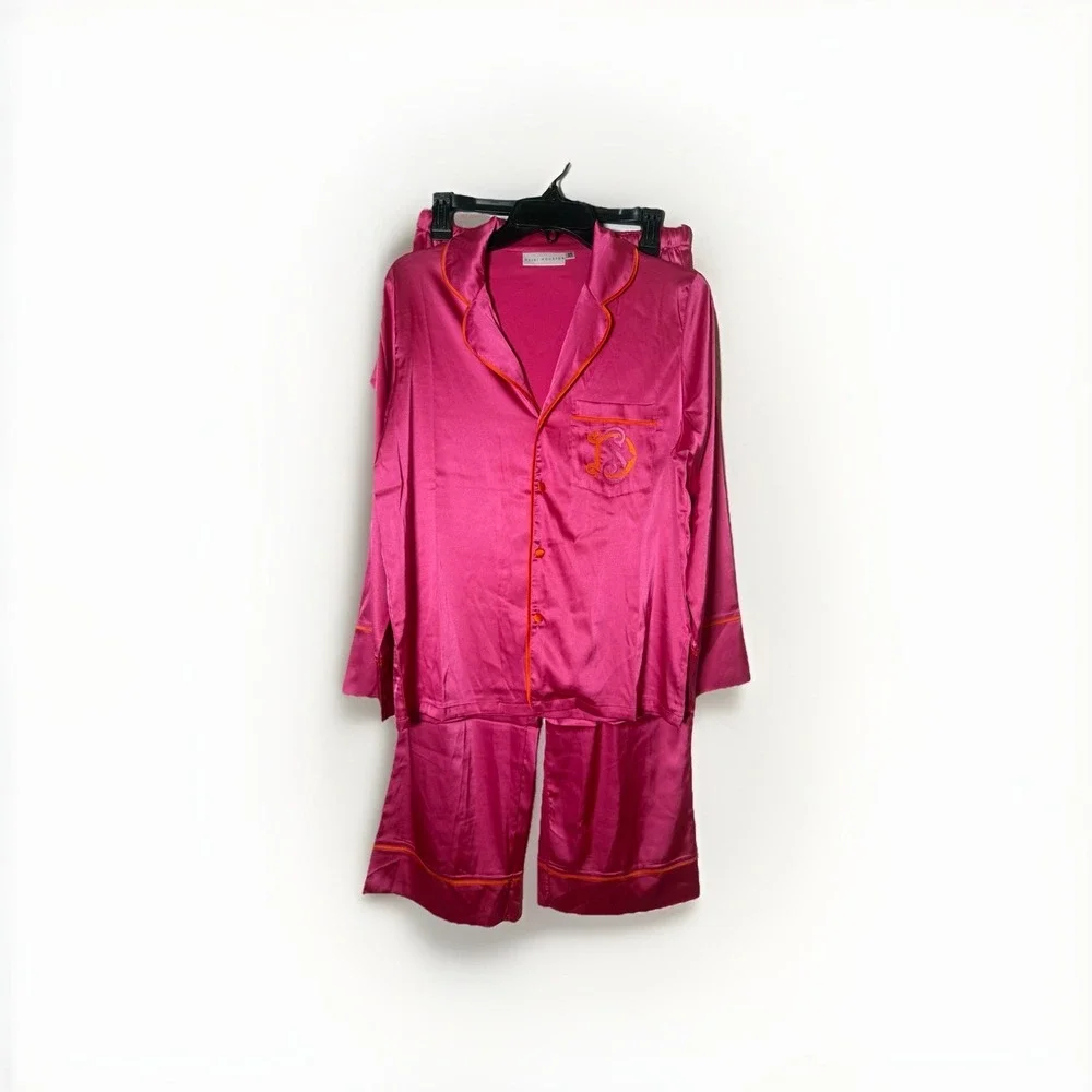 Heidi‎ Houston Pajamas Wide Leg Elastic Waist Pants Long Sleeve Top Set Size XS